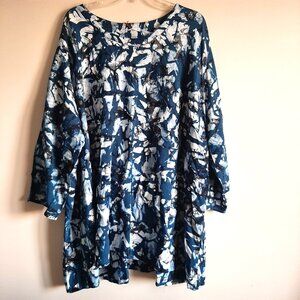 Blue Sky Combo Tee Batik Art Tunic - Indigo Energy NWT